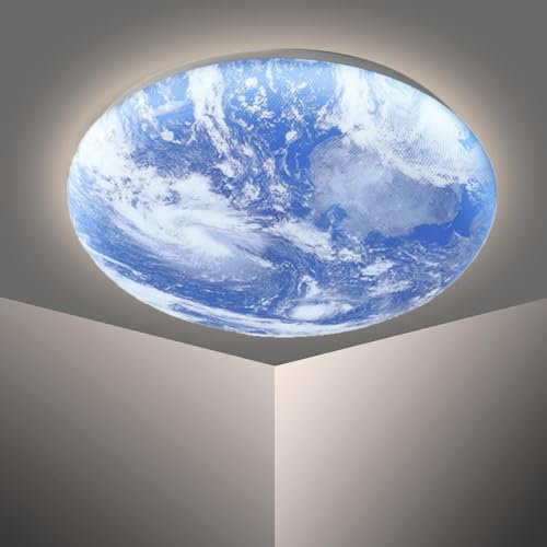 LED Mond Deckenleuchte Modern Design Mond Deckenlampe Dimmbar 3D Mond Lamp Wand Deko Lamp Erde Mond Wand Lampe mit Fernbedienung Deckenbeleuchtung für Schlafzimmer Kinderzimmer (Earth Design, 40cm)