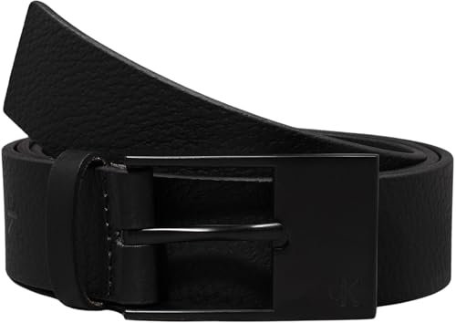 Calvin Klein Herren Gürtel Classic Commercial Belt aus Leder, Schwarz (Black/Black), 95 cm