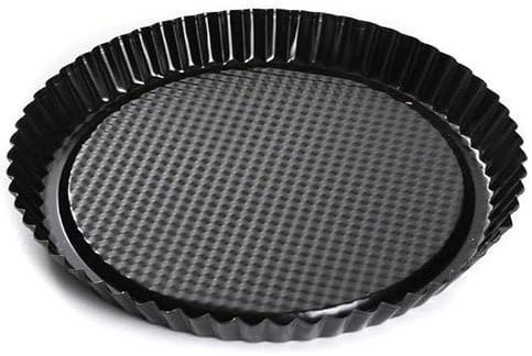 Backform Kuchenform Obstkuchenform Obstbodenform Tortenboden Form Backblech mit Antihaftbeschichtung Wellenrand Schwarz 20 cm