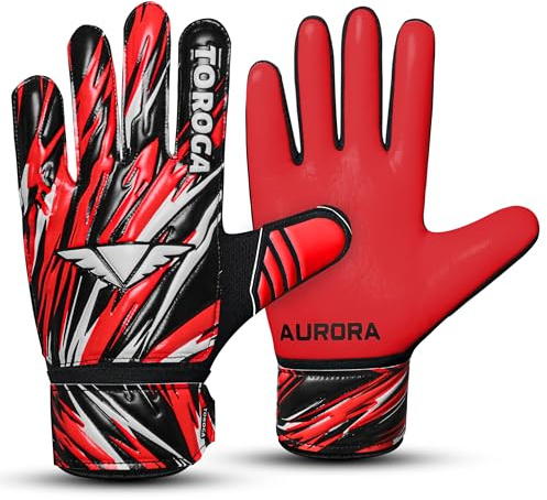 TOROGA Fußball-Torwarthandschuhe für Jungen, Kinder, Jugendliche, Fußball-Torwarthandschuhe mit 4 mm Latex-gepolsterter Handfläche, Super Grip Palm-Torwarthandschuhe