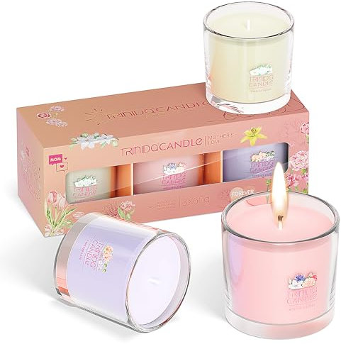 TRINIDa Candles Gifts for Women, 3 Scented Candles 45Hrs, Votive Candle Gift Set, Birthday Gifts for Women, Pink, Purple and White
