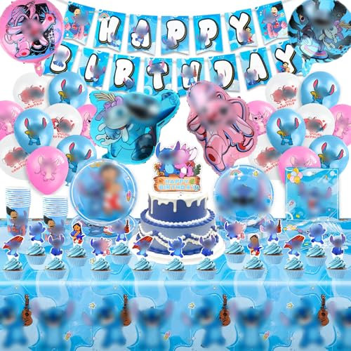 Birthday Party Decorations, 99PCS Party Tableware Set Party Supplies Balloons Character Birthday Decorations Cake Toppers Napkins Birthday Banner Plates Cup Dog Party Tableware