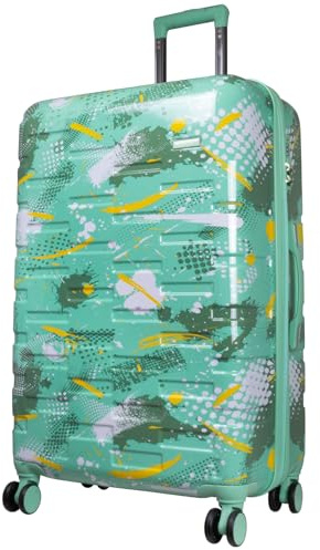 Trendyshop365 Hartschale Reisekoffer groß Pescara mit Motiv 77cm 4 Rollen Grün