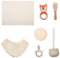 Baby Geschenk Set(kann graviertund gesegnet werden), Neugeborenen Geschenk Setzur Geburt Babyparty Geschenk Holz Spielzeuge Greiflinge Badetuch Meilenstein Babydecke Foto Requisten Fox Set