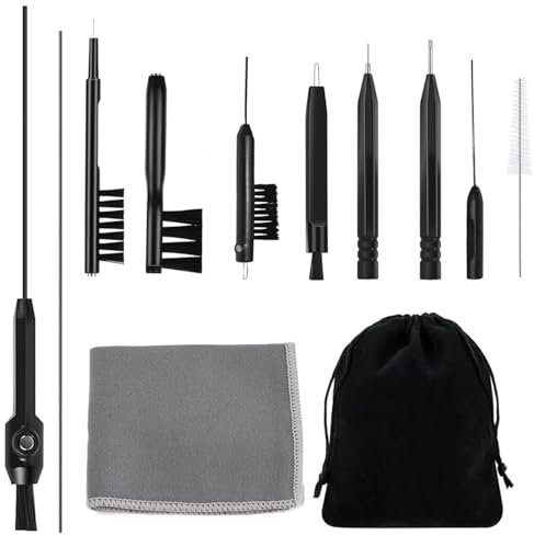 Hearing Aid Cleaning Kit, 12pcs Hearing Aid Cleaning Kit Hearing Aid Case Cleaner Kit with Wax Loop and Magnet Multi-Functional Earphone Earbuds Cleaner Kit with Velvet Bag.
