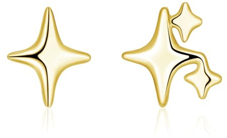 Deyanse Ohrstecker Silber 925 Damen, 925 Sterling Silber Stern Ohrstecker, Hypoallergen Stern Ohrringe Stecker Klein 10mm, Schlafen Knorpel Flach Ohrringe, Einfache Ohrschmuck für Frauen Mädchen