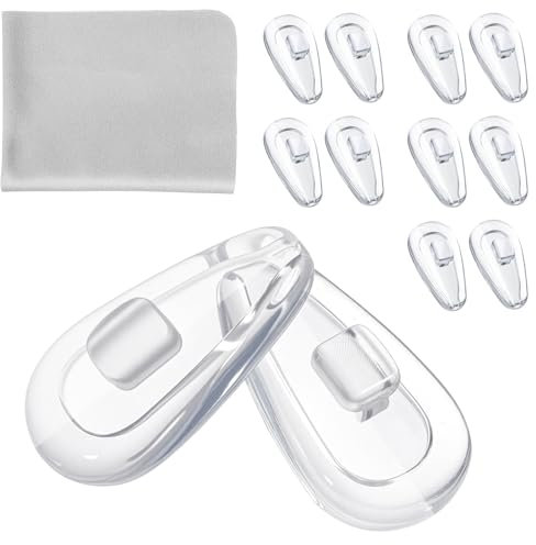 6 Pairs Screw-in Eyeglass Nose Pads, Upgraded Soft Silicone Air Chamber Eyeglass Nose Pads Glasses Noses Pad Replacement Kit for Glasses Sunglass Cleaning Cloth