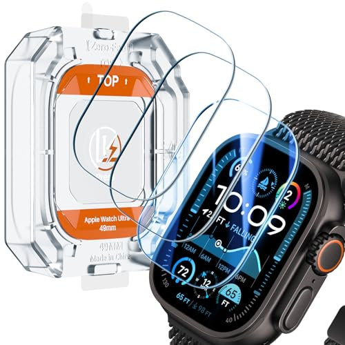 LK 3 Pack for Apple Watch Ultra 3 / Ultra 2 Screen Protector 49mm [Zero-Fault] HD Top 9H Tempered Glass Apple Watch Ultra Screen Protector 49mm with Auto-alignment Installation Frame, Anti-Scratch