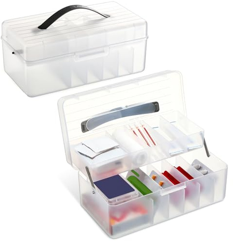 Honeydak 2 Pcs Clear Bandage Organizer, 2 Tier First Aid Box with Handle