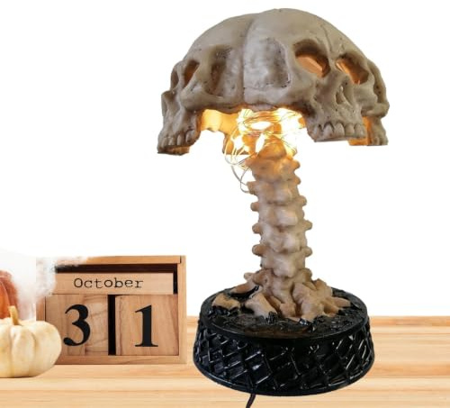 Renchey Schädel -Tischlampe, Skelettschädel Licht | 4 Kopfschädel Nachtlicht Gothic Lamp,3D Industrial Sty