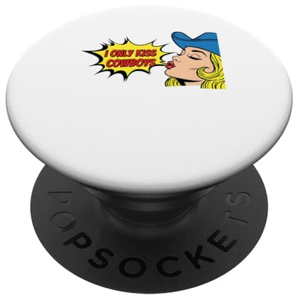 Lustige Comicblase Ich küsse nur Cowboys PopSockets Klebender PopGrip