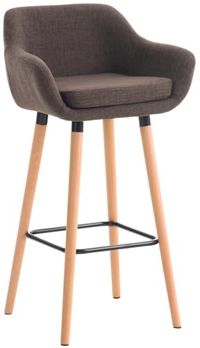 CLP Barhocker Grant I Thekenhocker Mit Stoff-Bezug I Gestell Aus Buchenholz, Farbe:braun