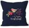 Autiga Kissenbezug Weihnachten Winterwonderland Vogel Rotkehlchen Blumen Misteln Christmas Bird Navy 40cm x 40cm