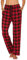 Ekouaer Pyjamahose Damen Lang Baumwolle Schlafanzughose Freizeithose mit Taschen und Kordelzug Rot XL