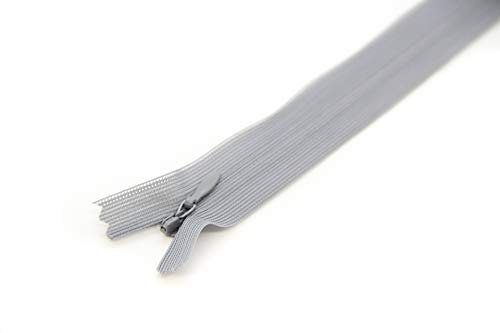 NTS Nähtechnik 1 Reißverschluss aus Kunststoff, nahtverdeckt, 3mm Spirale, Nicht teilbar (grau, 25cm)