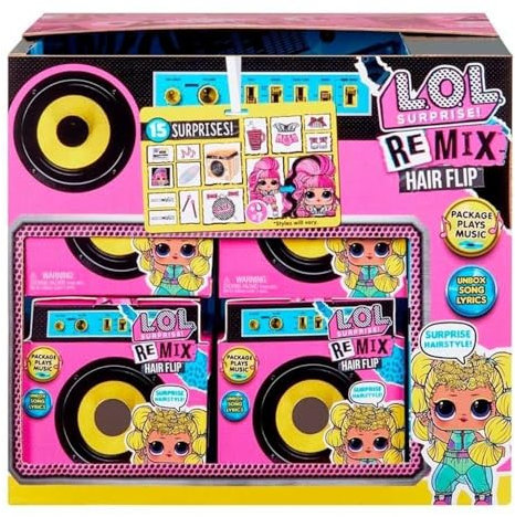 L.O.L. Surprise!, Remix Hair Flip – 15 Überraschungen, darunter 1 Puppe 8 cm, 1 Tiny Disc zum Hören auf den Speaker, zufällige Modelle zum Sammeln, Spielzeug für Kinder ab 3 Jahren, LLUG8