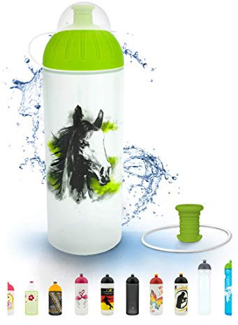 FreeWater Trinkflasche 700 ml, Pferd romantisch, transparent/grün: schadstofffrei, spülmaschinengeeignet, auslaufsicher, langlebig