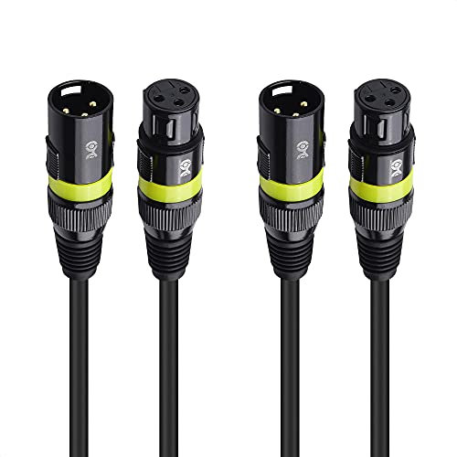 Cable Matters 2-Pack 22AWG Stage Light DMX Cable 25ft / 7.6m with 3-Pin XLR Connector, 3 Pin XLR Male to Female DMX Lighting Cable