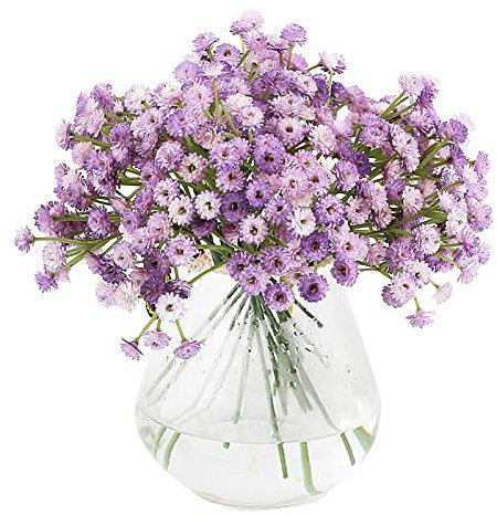 VINFUTUR Lot de 3 Gypsophila Artificielles Babies Breath Fleurs Artificielles Bouquets de Fleurs Décoration de Mariage et d'anniversaire DIY -Violet