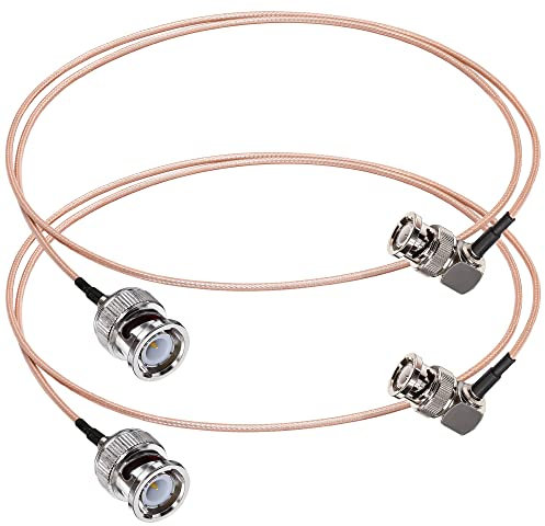 TUOLNK 2 Stück BNC Kabel RG316 Stecker auf Stecker Rechtwinkliges Koaxialkabel für CCTV 4K 1080P HD SDI, 3,28 Fuß (1 m) 50 Ohm Verlängerungskabel