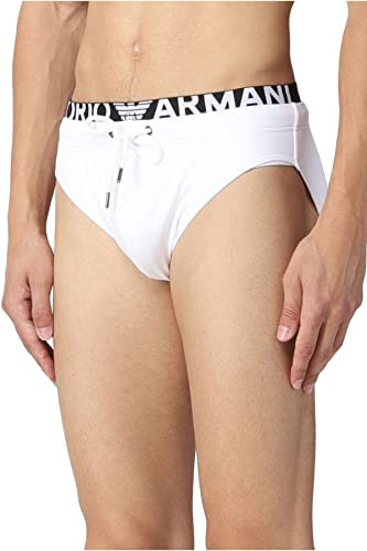 Emporio Armani Swimwear Low Brief Logo Band, Slip Da Bagno Uomo, Bianco (White), 50