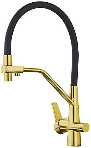 Grifo De Cocina Filtro Grifo Mezclador Cocina Grifo Mezclador Fregajos Grifos Purificador de agua Mezclador de cocina Filtro Tap-White (Color : Gold)
