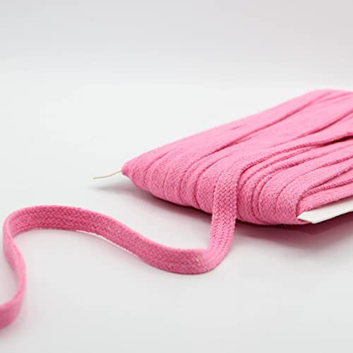 Leduc Corde Plate Coton tressé 10 Coloris Disponibles 1cm 20m pour Couture Sweat à Capuche Sweat-Shirts survêtements Rose (J)
