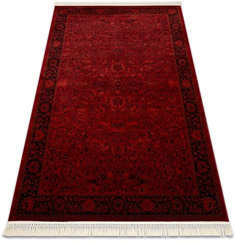 rugsx Orient 5125 Burgund Schwarz Teppich mit Fransen Wohnzimmer 200x290 cm