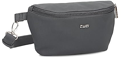 Zwei Damen Hip Bag Mademoiselle.M MH4 Bauchtasche 25 cm 1 Liter aus hochwertigem Kunstleder, Crossbody Bag wasserabweisend, 3-in-1 Bequeme Brusttasche, Gürteltasche & Hüfttasche (Velours-ash)