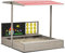 Outsunny Arenero de Madera para Niños de 3-7 Años Arenero Infantil con Techo Ajustable de Tela no Tejida Banco de 2 Asientos Pizarra y Juguetes para Patio Jardín 114x113x110 cm Gris