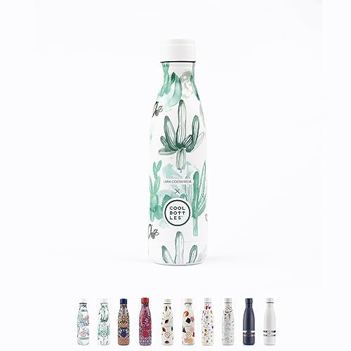 Botella Térmica - 500 ml - Watercolor Cactus x Lara Costafreda - Botella de Agua de Acero Inoxidable - Bebidas Frías 36 horas y Calientes 18 horas - Acabado con Impresión 3D - Sin BPA - Cool Bottles