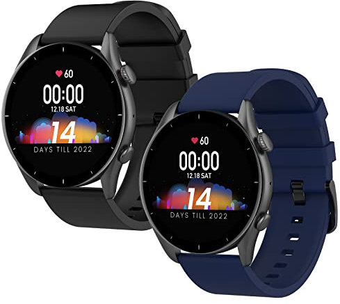 WD&CD 2 Pack Bracelet 22mm Pour Amazfit GTR 3/3 Pro, GTR 2/2e - Noir + Bleu, Remplacement en TPU Silicone Compatible