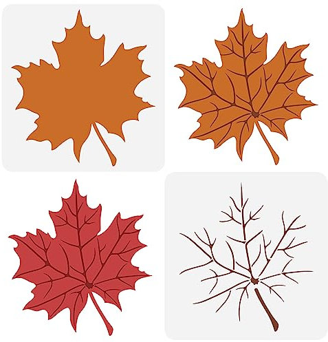 FINGERINSPIRE 2 Stück Ahornblatt Schablonen 30x30 cm Große Geschichtete Blätter Schablonen Herbstpflanzen Malvorlagen Blatt Mit Laef Stiel Schablone Für Zuhause Garten Bauernhof Leinwand Stoff Holz