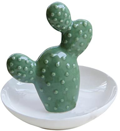 Cabilock Portagioielli Cactus Ceramica Vassoio Decorativo Per Anelli e Collane Design Semplice e Elegante Per Compleanni e Anniversari Organizzatore Per Gioielli e Cosmetici
