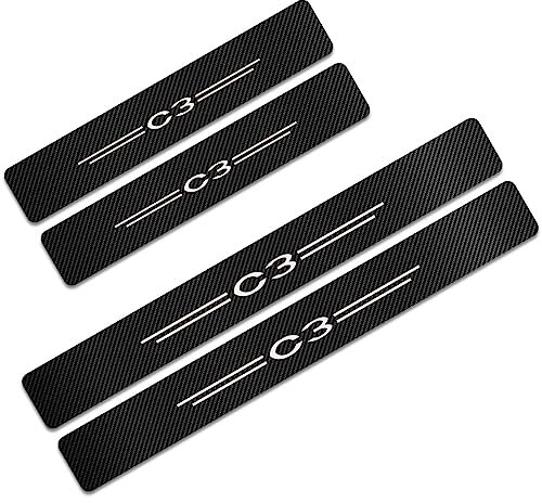 4 Pièces Plaques de Protection Seuil de Portière de Voiture pour Citr-oen C1 C2 C3 C4 C5 C6, Bandes de Seuil de Bienvenue en Fibre Carbone de Anti-Rayures - Autocollants Décoratifs, C3
