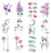 JOCXZI Aquarell Lavendel Temporäre Tattoos,Bunte Kleine Blume Temporäre Tattoos, Lavendel Lilie Sonnenblumen Blumen Zweige Fake Tattoos Zum Aufkleben Auf Die Haut Kindertattoos(12 Blätter,Colorful)