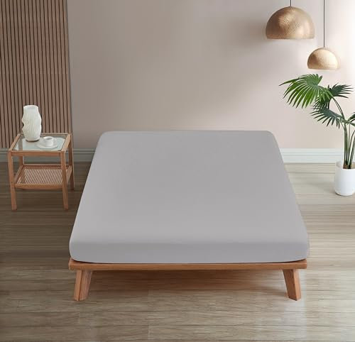 Homesty Premium Spannbettlaken – 100% Baumwolle Spannbetttuch - 30cm Steg - Bettlaken Öko Tex mit starkem Gummizug - geeignet für alle Matratzen (200 x 200 + 30 cm, Grau)
