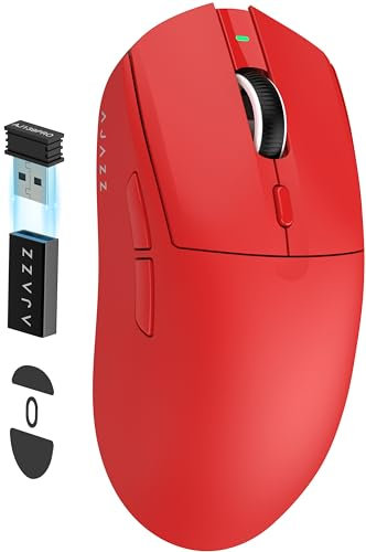 AJAZZ AJ139 Pro X Superlight Souris de Jeu sans Fil,Ultra-légère(59g),Pixart PAW3395 Capteur Optique,26000DPI,2.4 GHz/USB C Filaire,6 Boutons Programmables,Autonomie de 200 Heures,pour PC/Mac - Rouge