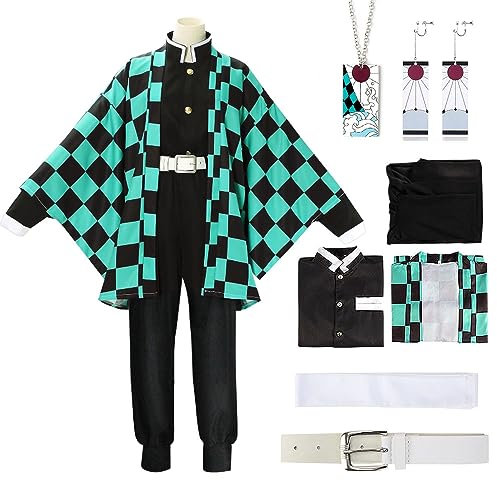 YYDSXK Nezuko Tanjirou Cosplay, Nezuko Tanjirou Kochou Shinobu Mitsuri Kostüm Set, Kimono Cape Ensemble, Geschenk für Kinder, Nezuko Tanjiro Kostüm für Karneval Halloween Weihnachten