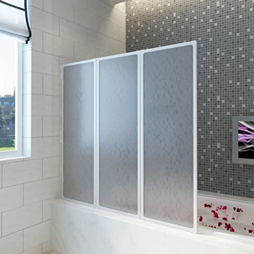 Pare-baignoire, Pare Baignoire Paroi de Douche Baignoire Pare baignoire à 3 volets rétractables 141 x 132 cm