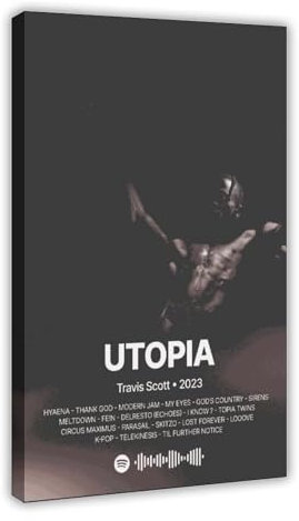 Travis Scott 'Utopia' Album Cover Poster (3) Leinwand Poster Wandkunst Dekor Druck Bild Gemälde für Wohnzimmer Schlafzimmer Dekoration Rahmenstil 60 x 90 cm