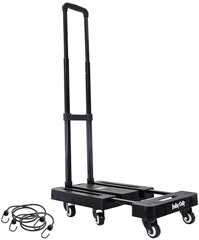 dbest products Trolley Dolly Plattformwagen mit 6 Rädern für Umzug, zusammenklappbare Sackkarre, Teleskopgriff, erweiterbare Zehenplatte & inklusive 2 Bungee-Akkorden, Carretilla plegable