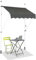 HOMASIS Klemmmarkise 150/200/250/300/350/400cm, höhenverstellbarer Sonnenschutz, Markise Balkon ohne Bohren, Balkonmarkise mit Handkurbel, UV-Schutz, Gelenkarmmarkise für Außenbereiche (Grau+1,5 m)