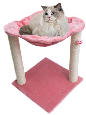 TresGatos Camas para Gatos. Árbol Poste Rascador Gatos cerramiento Hamaca Cama Felpa Fabricado España Torre (Rosa)