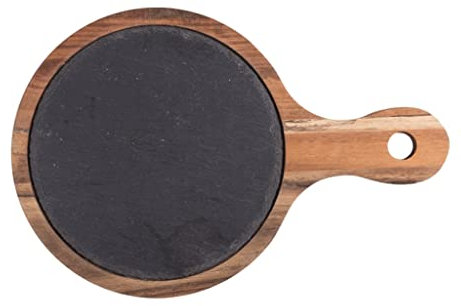 ZBYMLHLS Plato de cena de pizarra de madera maciza, plato de comida occidental para carne redonda, plato de Sushi para banquete, plato de comida occidental
