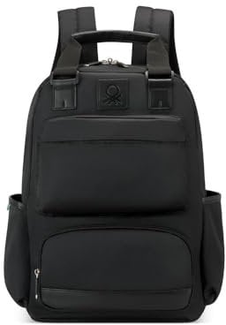DELSEY PARIS x United Colors of Benetton - Color Block - Sac A Dos Souple 42 cm x 32 cm x 18 cm - 24 L - XS - Noir