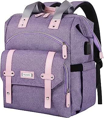 FuisDiL Sac a Dos Femme, 15,6 Pouces Imperméable pour Prdinateur Portable Antivol Avec Port de Charge USB & PC Compartiment pour Collège Voyage Loisir Travail Affaire violet
