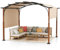 COSTWAY Gazebo Pergola da Giardino 3 x 3,6 m, Pergola da Esterno con Telaio Curvo e Tettuccio Retrattile, con Struttura in Metallo, per Giardino, Patio e Portico (Beige)