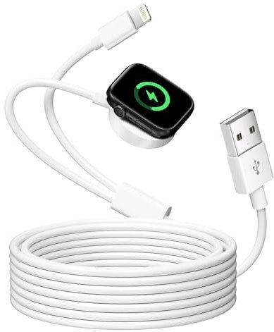 2 in 1 Watch Ladekabel für Apple Watch und iPhone, Drahtlos Magnetisches Ladegerät USB Kabel 2M für Apple Watch Ladestation, Ladekabel Kompatibel mit iWatch 9/8/7/6/5/4/Ultra/SE, iPhone 14/13/12/11