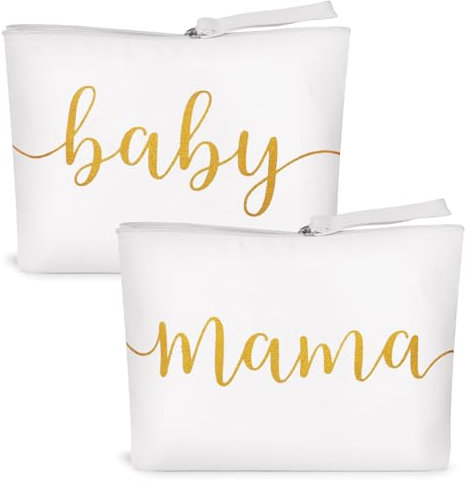 New Mum Gifts Canvas Pouch Set Comestic Bag Mama and Baby Canvas Pouches with Zipper for Baby Shower Mum Mummy to Be Pregnancy Gifts Birthday Christmas Gifts